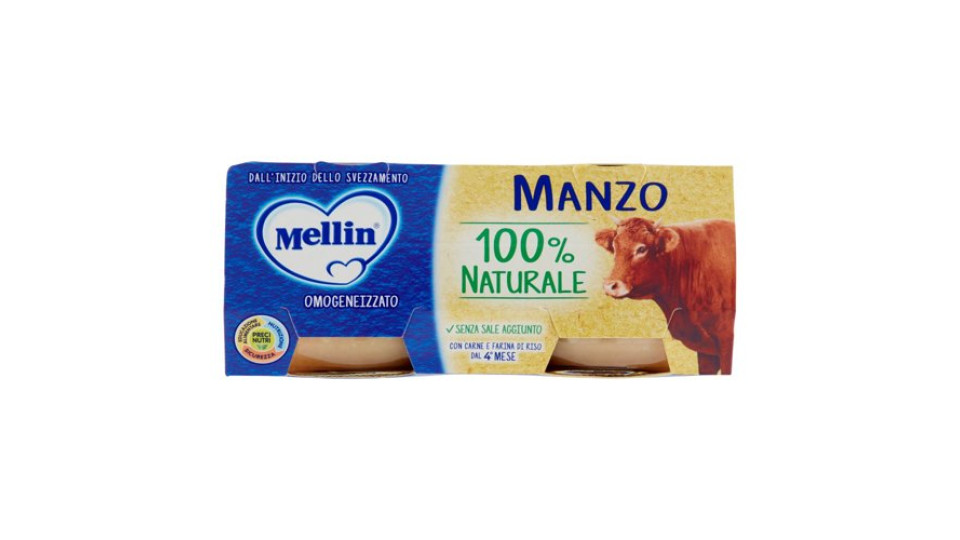 Mellin Manzo 100% Naturale Omogeneizzato 2 X 80 G