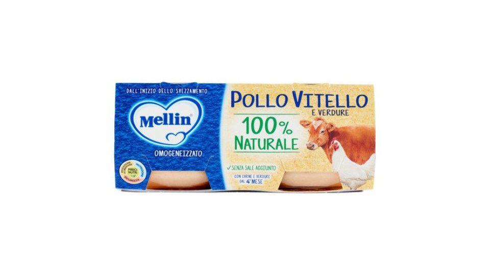 Mellin Pollo Vitello e Verdure 100% Naturale Omogeneizzato 2 x 80 g