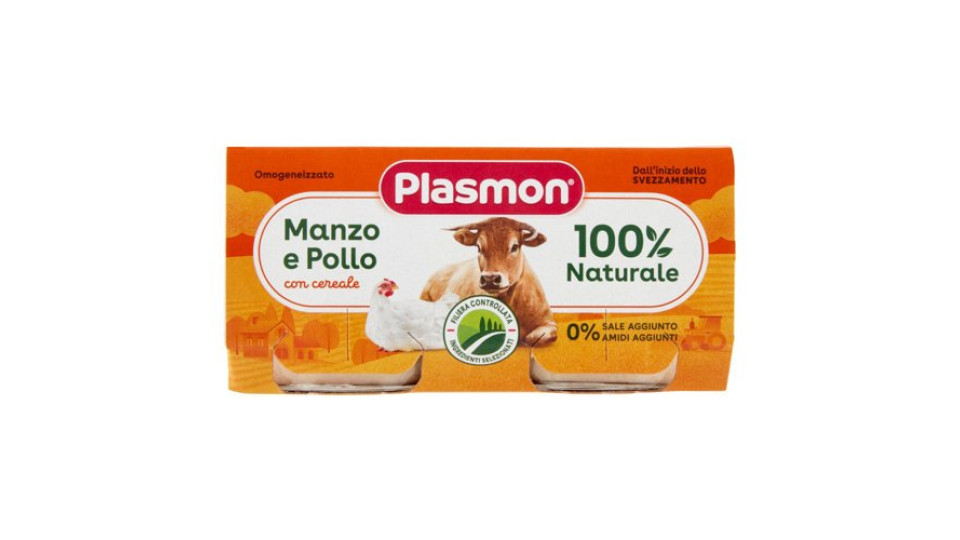 Plasmon Omogeneizzato Manzo e Pollo con cereale 2 x 80 g