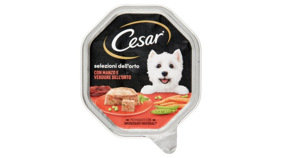 Cesar Selezioni dell'Orto Cibo Umido Cane in Vaschetta con Manzo e Verdure dell'Orto 150 g