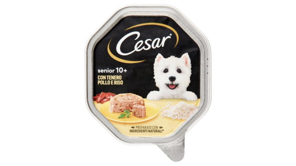 Cesar Senior 10+ Cibo Umido Cane con Tenero Pollo e Riso 150 g