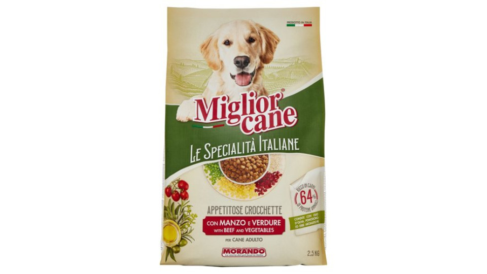 Migliorcane Le Specialità Italiane Appetitose Crocchette con Manzo e Verdure per Cane Adulto 2,5 KG