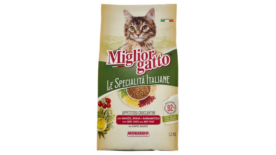 Migliorgatto Le Specialità Italiane Appetitosi Croccant. Manzo,Avena,Barbabietola Gatto Adulto 1,5KG