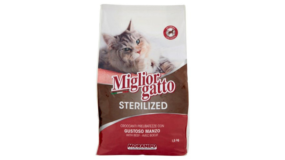 Migliorgatto Sterilized Croccanti Prelibatezze con Gustoso Manzo 1,5 kg