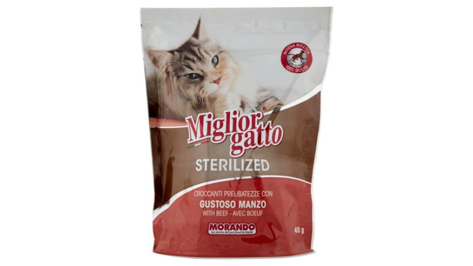 Migliorgatto Sterilized Croccanti Prelibatezze con Gustoso Manzo 400 g
