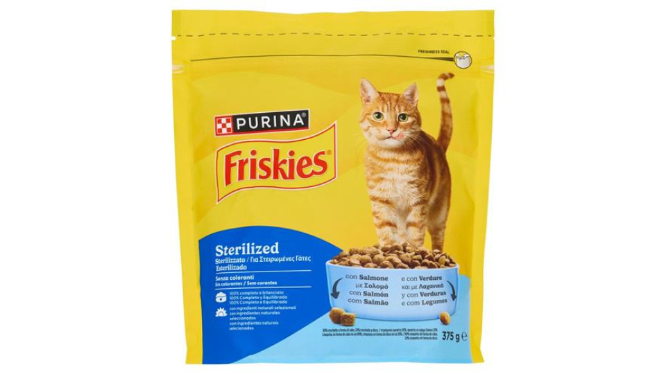 PURINA FRISKIES Gatto Sterilizzati con un gustoso mix di Salmone e Tonno e con Verdure 375 g