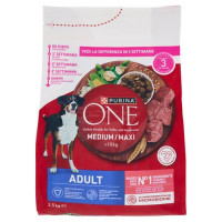 PURINA ONE Medium/Maxi Adult Ricco in Manzo con Riso 2,5 kg