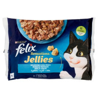 Purina Felix Sensations Jellies Cibo Umido per Gatti con Salmone e Trota 4x85 g