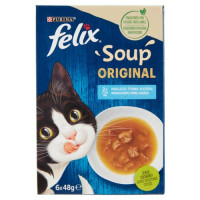 Purina Felix Soup Original Cibo Umido per Gatti con Merluzzo, Tonno e Platessa 6x48g