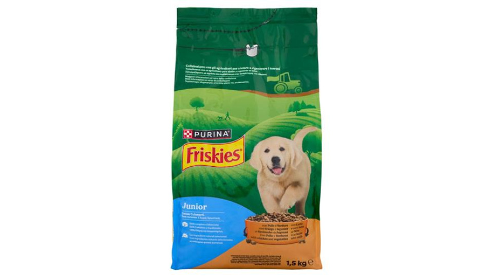 Purina Friskies Junior Crocchette per Cani con Pollo e Verdure e Latte 1,5 Kg