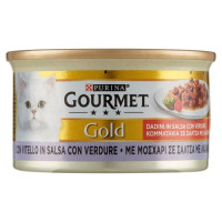 Purina Gourmet Gold Dadini Cibo Umido per Gatti con Vitello in salsa con verdure 85g