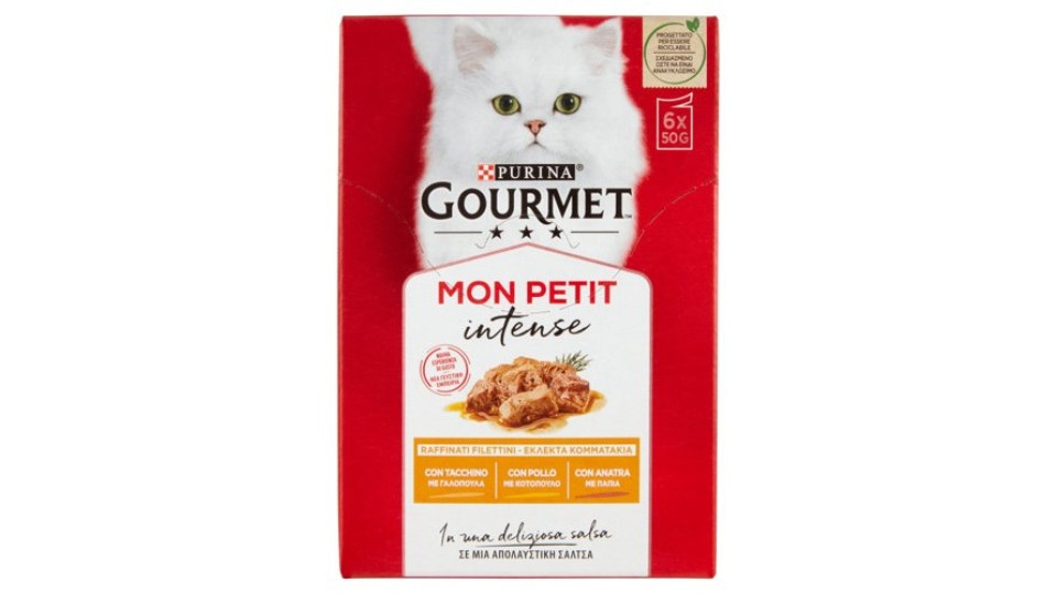 Purina Gourmet Mon Petit Cibo Umido per Gatti con Anatra, Pollo e Tacchino 6x50g