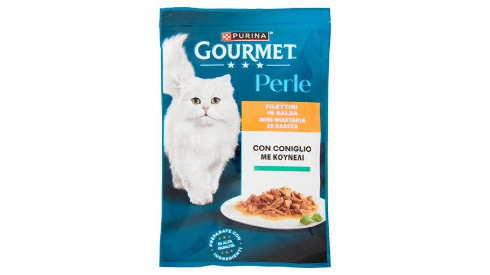 Purina Gourmet Perle Filettini in Salsa Cibo Umido per Gatti con Coniglio 85g