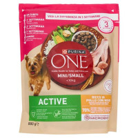 Purina One Mini <10kg Crocchette per Cani Active Ricco in Pollo con Riso 800g