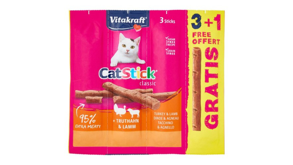 Vitakraft Cat Stick classic Tacchino & Agnello 4 pezzi 24 g