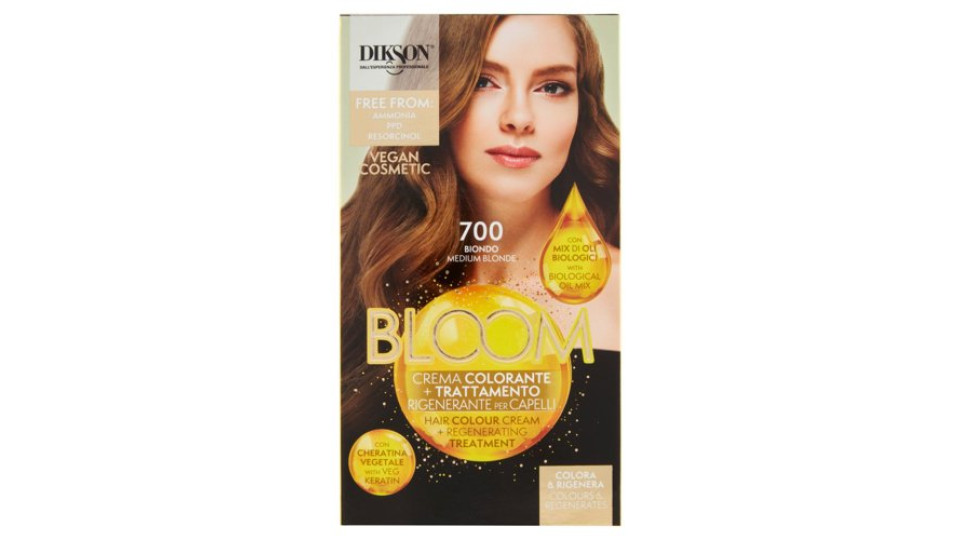 Dikson Bloom Crema Colorante + Trattamento Rigenerante per Capelli 700 Biondo