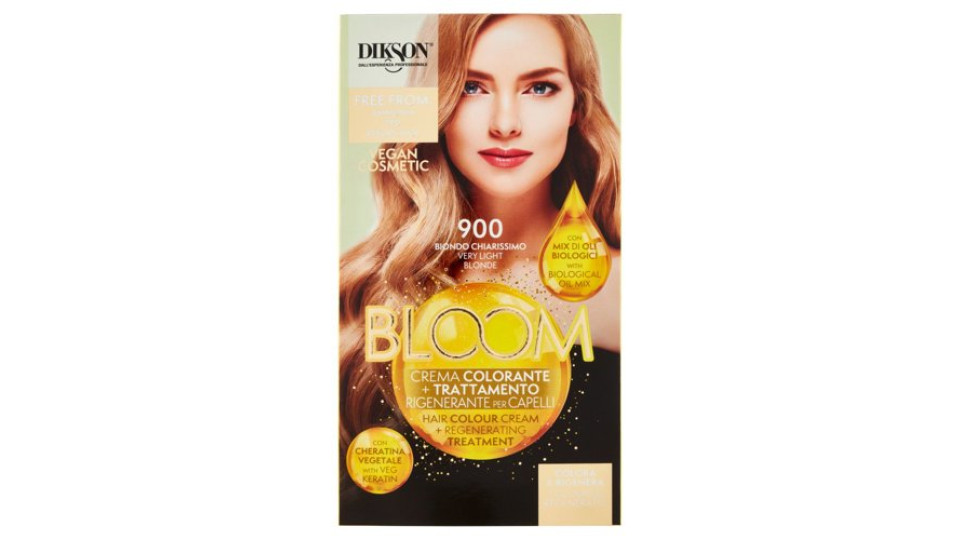 Dikson Bloom Crema Colorante + Trattamento Rigenerante per Capelli 900 Biondo Chiarissimo
