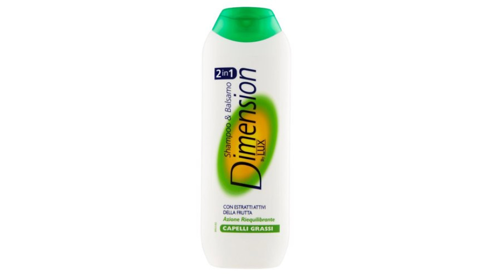 Dimension by Lux Shampoo & Balsamo 2in1 con Estratti Attivi della Frutta Capelli Grassi 250 ml
