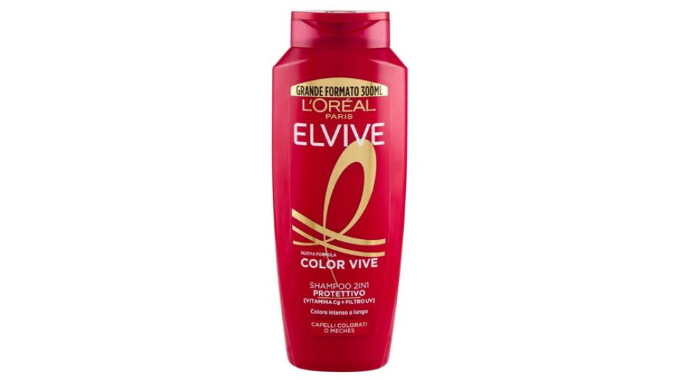 Elvive Color Vive Shampoo 2in1 Protettivo, per Capelli Colorati o Meches, 300 ml