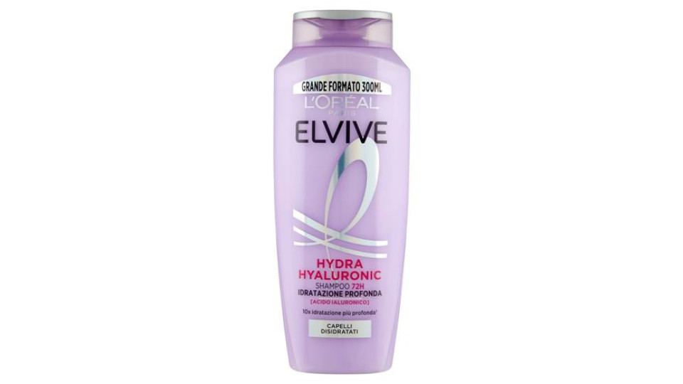 Elvive Hydra Hyaluronic Shampoo 72H Idratazione Profonda, per Capelli Disidratati, 300 ml