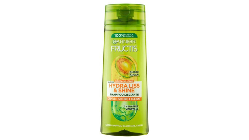 Garnier Fructis Shampoo Hydra Liss & Shine, shampoo lisciante, 250 ml