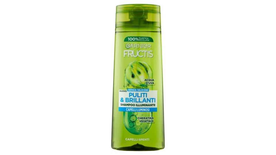 Garnier Fructis Shampoo Puliti & Brillanti, shampoo illuminante per capelli spenti, 250 ml