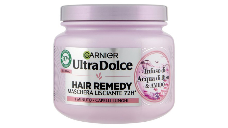 Garnier Ultra Dolce Infuso di Acqua di Riso & Amido, Maschera Lisciante 340 ml
