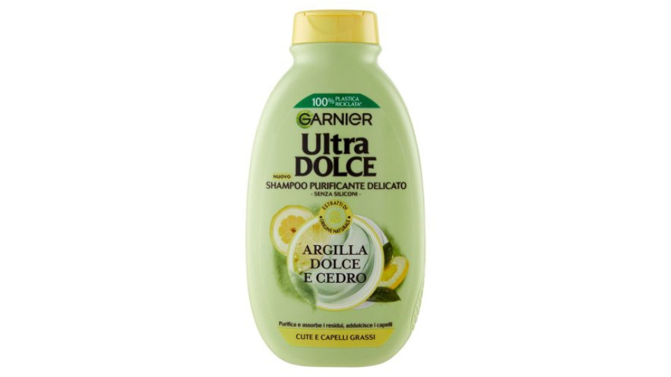 Garnier Ultra Dolce, Shampoo per Capelli che Tendono a Ingrassarsi, Argilla e Cedro, 250 ml