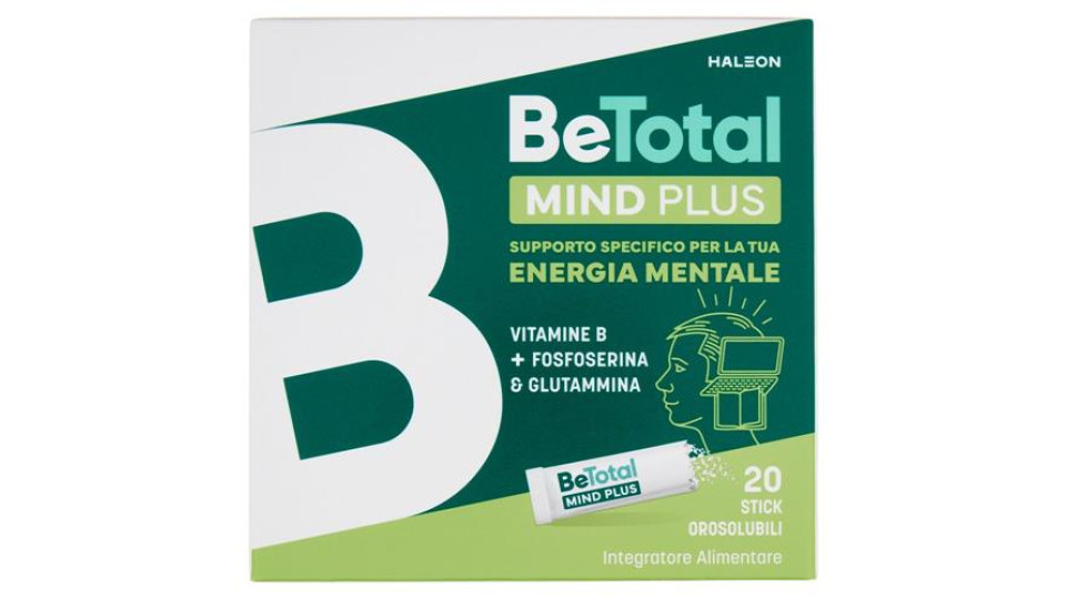 BeTotal Mind Plus Vitamina B Supporto per Stanchezza e Concentrazione Adulti e Bambini 6+ 20 Bst 50g
