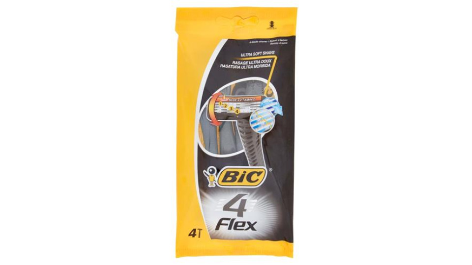 Bic 4 Flex Rasoi Uomo Usa e Getta, 4 pezzi