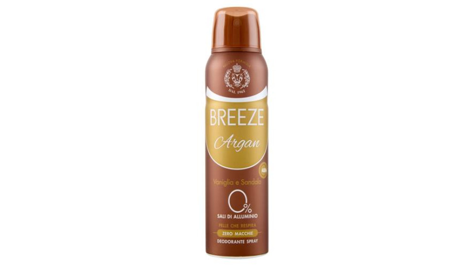 Breeze Argan Vaniglia e Sandalo Deodorante Spray 150 mL