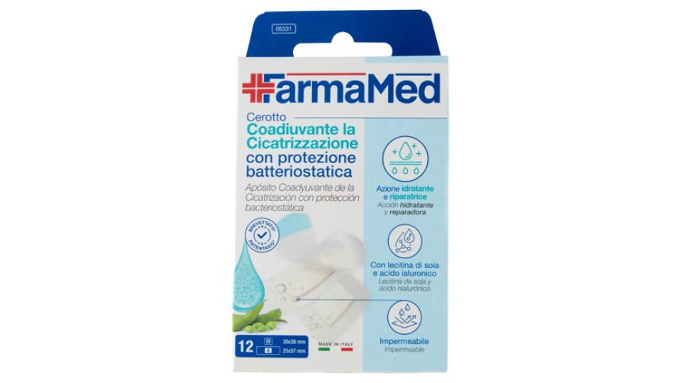 FarmaMed Cerotto Coadiuvante la Cicatrizzazione con protezione batteriostatica 12 pz