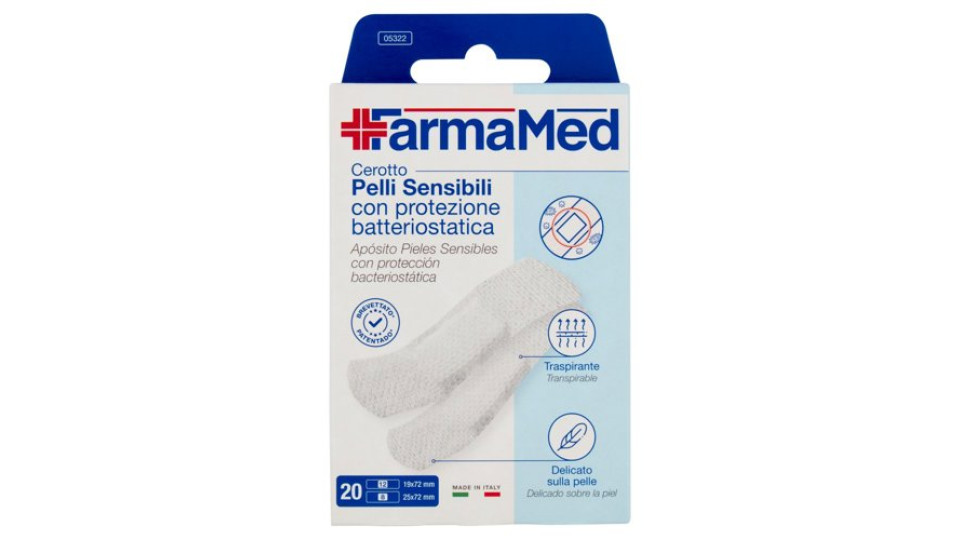 FarmaMed Cerotto Pelli Sensibili con protezione batteriostatica 20 pz