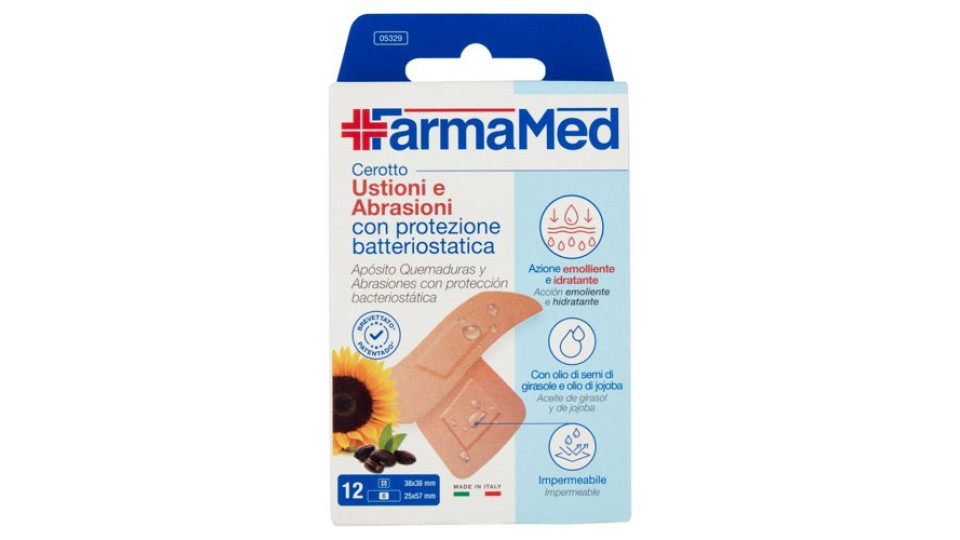 FarmaMed Cerotto Ustioni e Abrasioni con protezione batteriostatica 12 pz