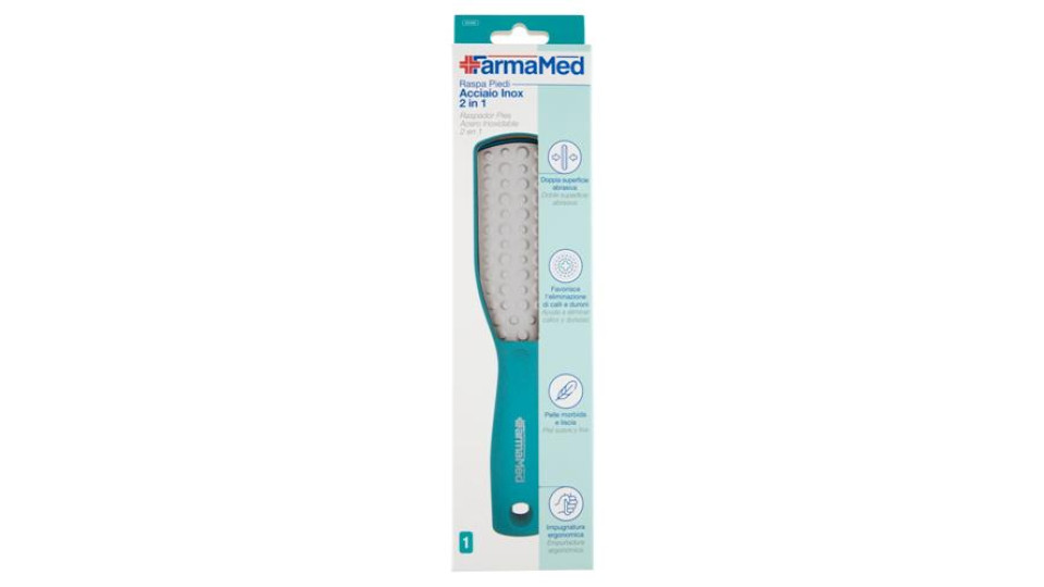 FarmaMed Raspa Piedi Acciaio Inox 2 in 1 1 pz