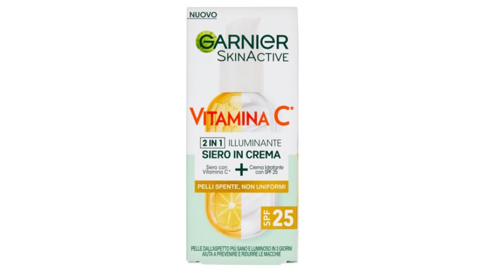 Garnier Siero in Crema Vitamina C, Illuminante e Idratante, Per Pelli Spente e Non Uniformi, 50ml
