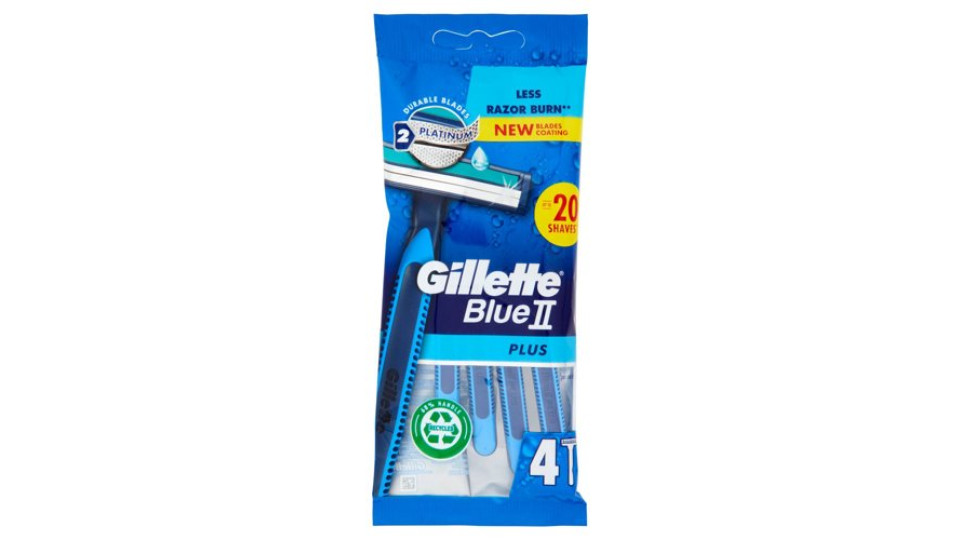Gillette Blue II Plus Rasoio da Uomo Usa e Getta - 4 rasoi