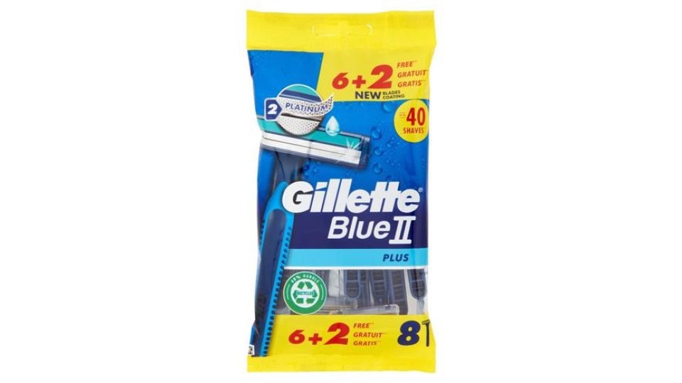 Gillette Blue II Rasoio da Uomo Usa e Getta - 8 rasoi + 2 Gratis