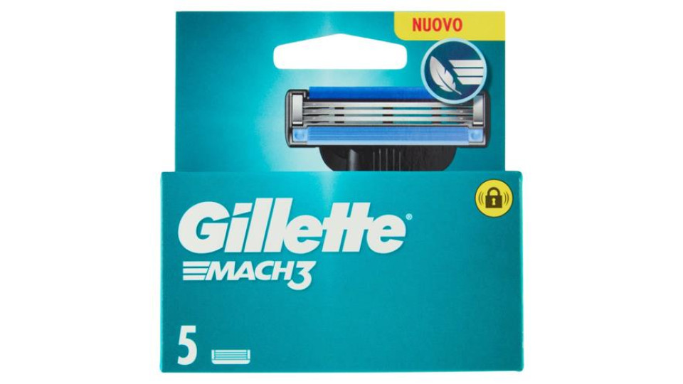 Gillette Mach3 Lamette di ricambio per Rasoio da Uomo, 5 Ricariche