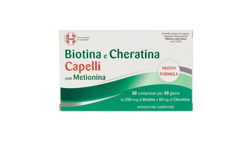 Matt Divisione Pharma Metionina e Biotina retard Capelli 30 compresse 30,6 g