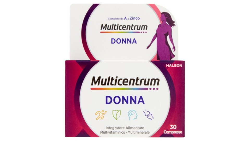 Multicentrum Donna Acido Folico, Calcio, Ferro Integratore Multivitaminico Completo 30 cpr 47 g