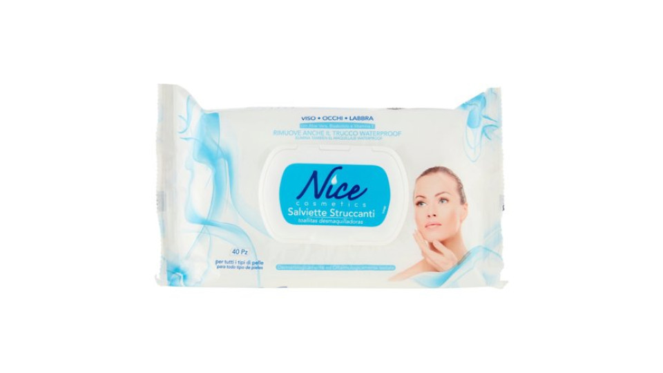 Nice cosmetics Salviette Struccanti per tutti i tipi di pelle 40 pz