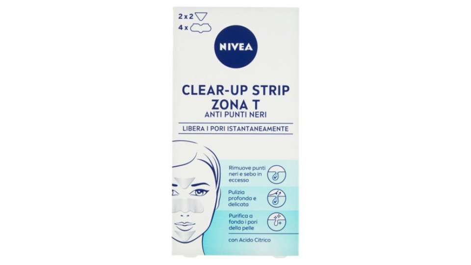 Nivea Clear-Up Strip Zona T Anti Punti Neri 6 pz