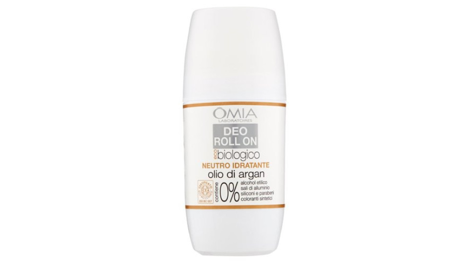 Omia Laboratoires eco biologico Deo Roll On Neutro Idratante olio di argan 50 ml