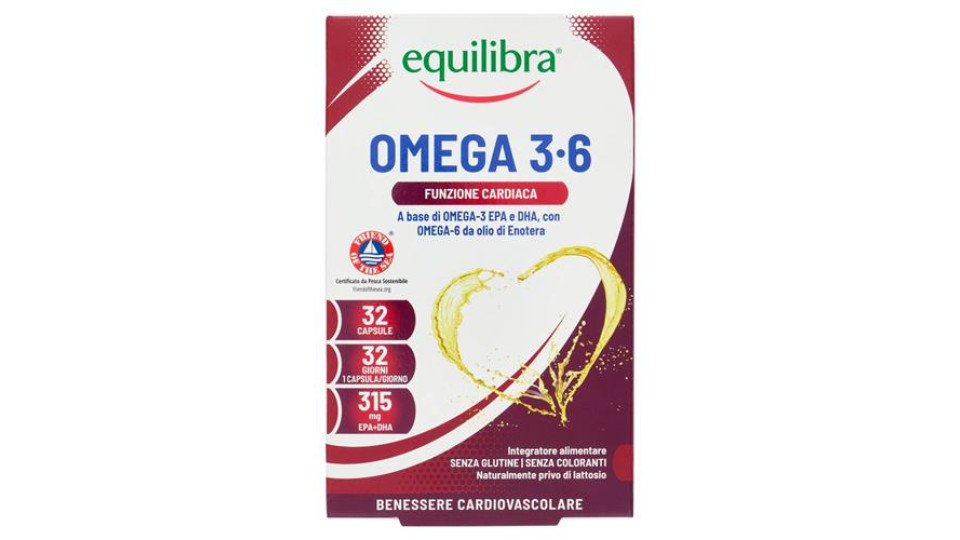 equilibra Omega 3-6 Funzione Cardiaca 32 Capsule 38,4 g