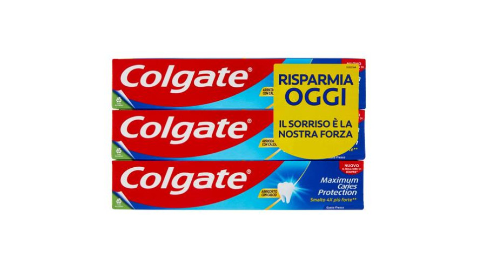 Colgate dentifricio Maximum Caries Protection, protezione carie 3x75 ml