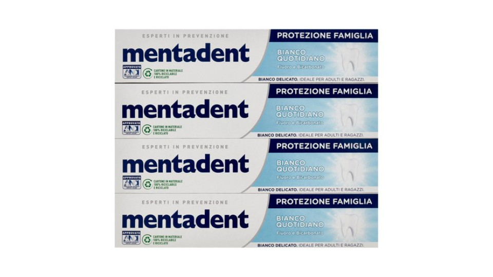 Mentadent Protezione Famiglia Bianco Quotidiano 4 x 75 ml