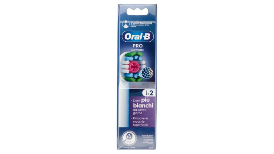 Oral-B 3D White CleanMaximiser Testine di Ricambio per Spazzolino Elettrico Ricaricabile - 2 Refills
