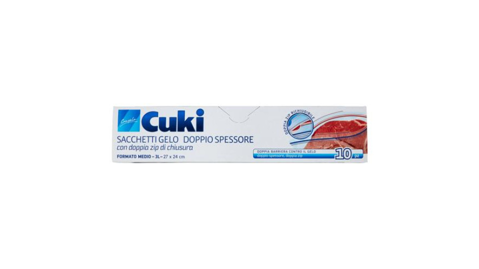 Cuki Congela Sacchetti Gelo Doppio Spessore Formato Medio - 3L- 27 x 24 cm 10 pz