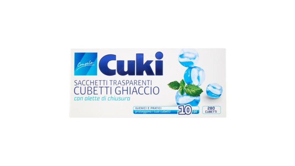 Cuki Congela Sacchetti Trasparenti Cubetti Ghiaccio con alette di chiusura 10 pz